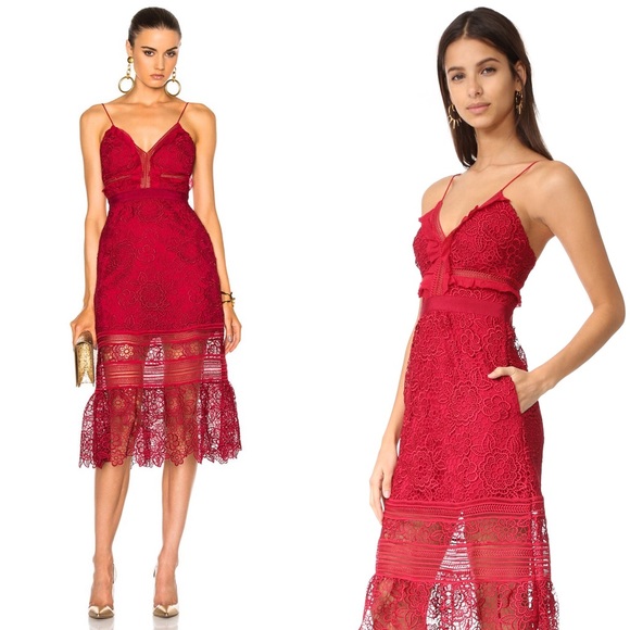 self portrait dark red arabella dress